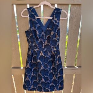 J. Crew Navy and Gold Mini Dress